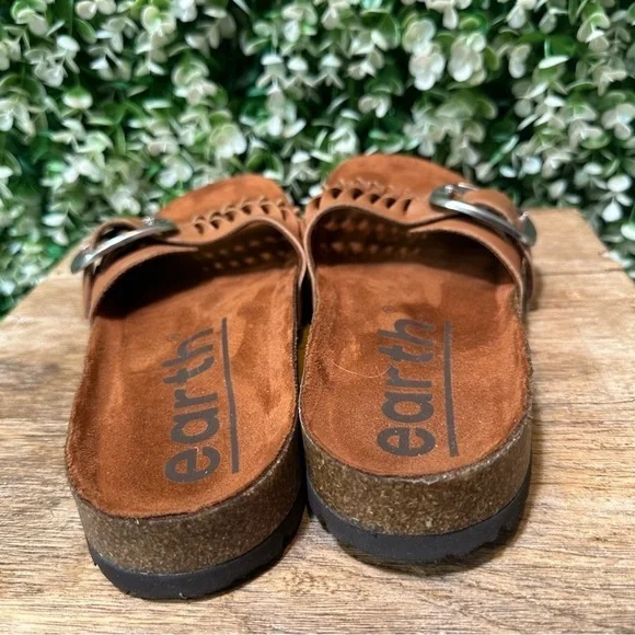 Earth Brown Woven Sandals with Buckle Accents - Picture 4 of 12